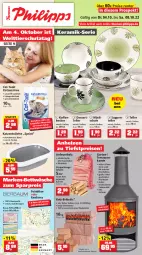Gazetka promocyjna Thomas Philipps - Prospektwerbung - Gazetka - ważna od 08.10 do 08.10.2022 - strona 1 - produkty: Anfeuerholz, auer, Bau, baumwolle, Becher, bett, bettwäsche, binden, briketts, dessert, eis, elle, ente, Garten, grill, grillrost, Holz, kaffee, kaffeebecher, Kamin, Katzenstreu, kissen, leine, müsli, Ofen, Rauch, reis, Schal, Schale, spartipp, suppe, suppen, teller, Ti, wolle, ZTE
