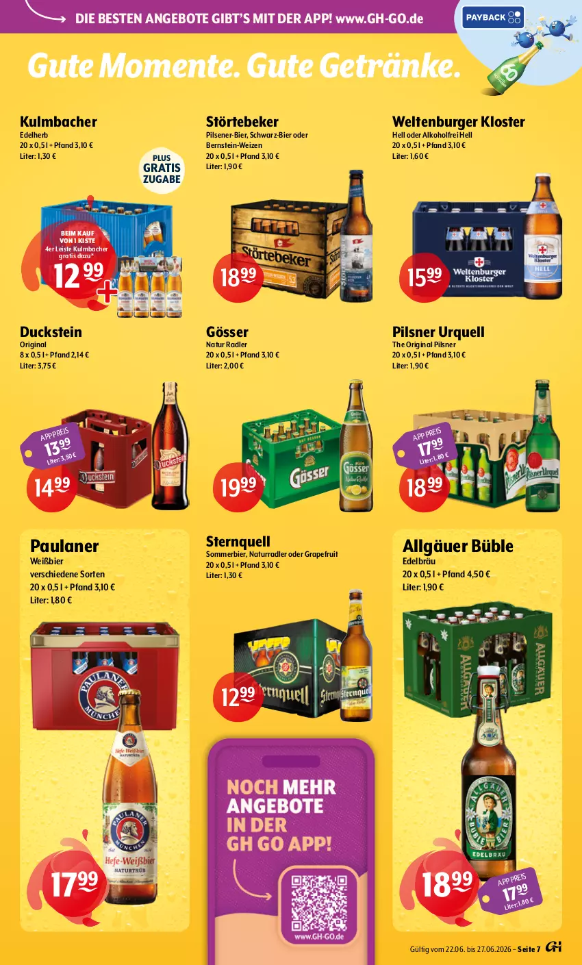 Aktueller Prospekt Getraenke Hoffmann - Prospekte - von 22.06 bis 27.06.2026 - strona 7 - produkty: alkohol, angebot, angebote, bier, burger, Duck, eis, ente, getränk, getränke, gin, gösser, grapefruit, LG, natur, natur radler, Paula, paulaner, pils, pilsener, pilsner, pilsner urquell, radler, störtebeker, Ti
