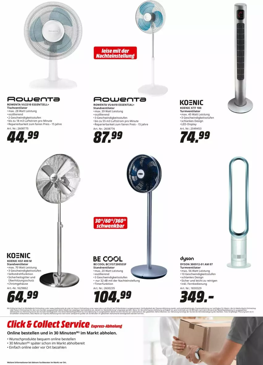 Aktueller Prospekt Media Markt - Prospekte - von 22.06 bis 28.06.2023 - strona 4 - produkty: Dyson, eis, elle, erde, fernbedienung, HP, koenic, reis, rowenta, standventilator, Ti, timer, tisch, tischventilator, turmventilator, überhitzungsschutz, ventilator