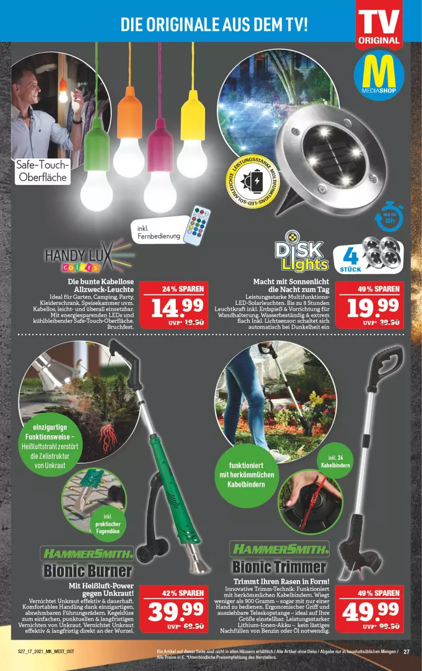 Aktueller Prospekt Marktkauf - Prospekt - von 25.04 bis 30.04.2021 - strona 27 - produkty: akku, auto, bio, eier, eis, elle, fernbedienung, Garten, gin, Handy, kraft, Kraut, led-solarleuchte, Leuchte, leuchten, mac, rasen, reis, Schal, solarleuchte, tee, Teleskop, teller, Ti, tisch, uhr, wandhalterung, wasser, weck