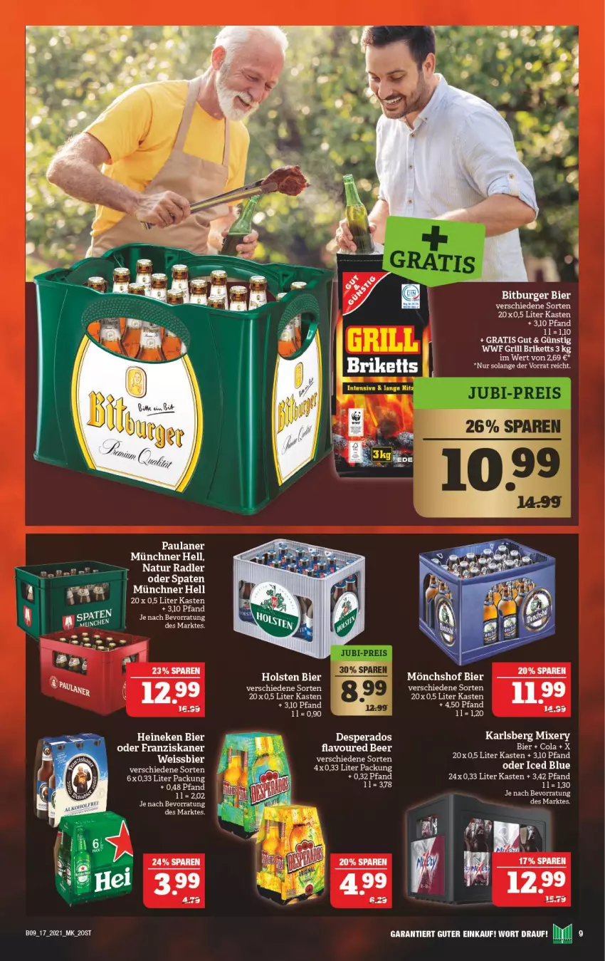 Aktueller Prospekt Marktkauf - Prospekt - von 25.04 bis 30.04.2021 - strona 41 - produkty: bier, bitburger, briketts, burger, franziskaner, grill, heineken, holsten, karlsberg, karlsberg mixery, Mixer, mixery, mönchshof, natur, Paula, paulaner, radler, Ti