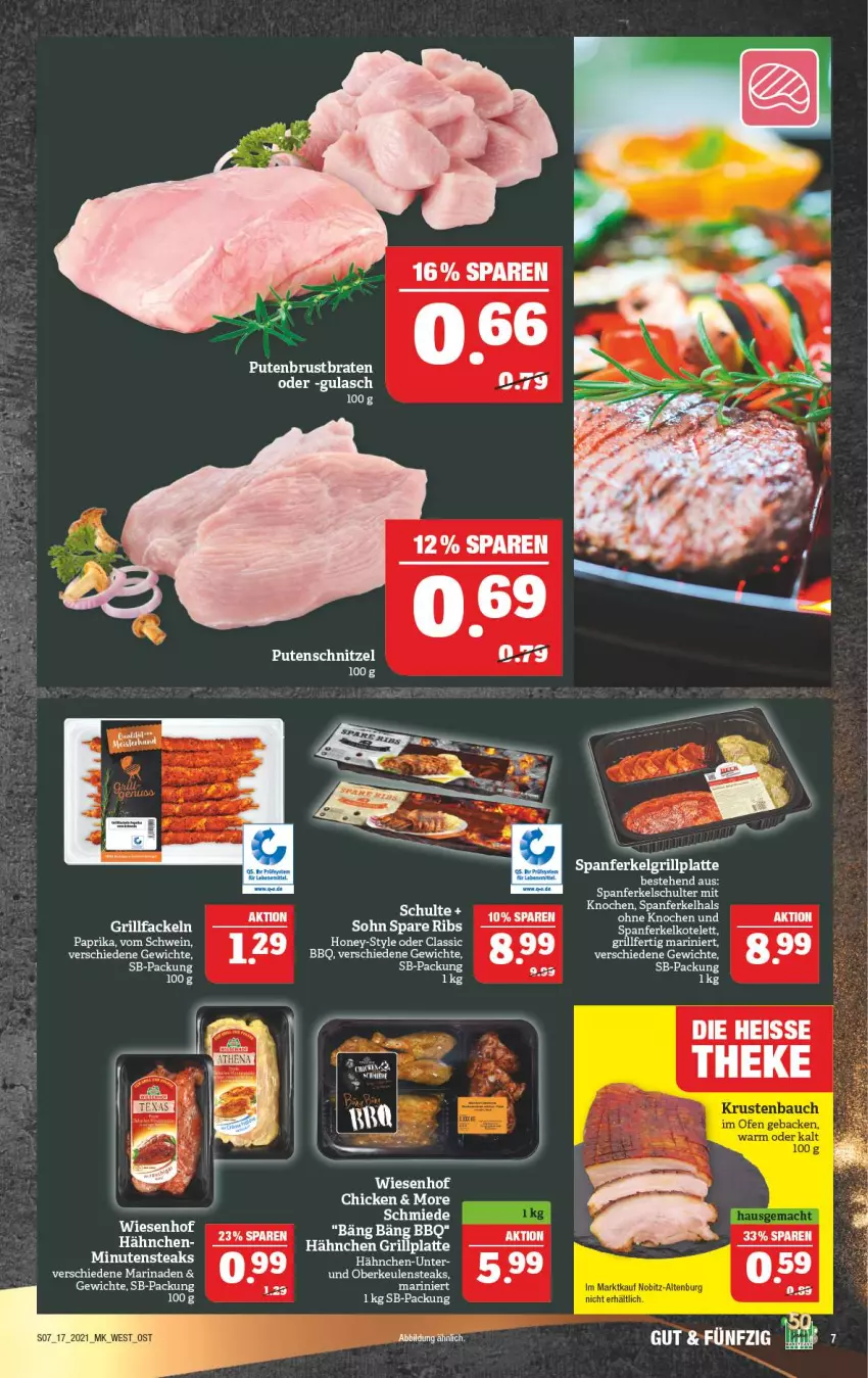 Aktueller Prospekt Marktkauf - Prospekt - von 25.04 bis 30.04.2021 - strona 7 - produkty: grill, grillfackeln, grillplatte, gulasch, latte, LG, marinade, minutensteaks, paprika, pute, putenschnitzel, schnitzel, schwein, spare ribs, steak, steaks, tee, Ti, wein