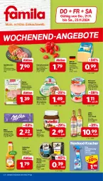 Gazetka promocyjna Famila - Prospekte - Gazetka - ważna od 23.11 do 23.11.2024 - strona 1 - produkty: almighur, almighurt, braten, creme, datteltomaten, deutscher schnittkäse, ehrmann, ehrmann almighurt, eis, ente, finesse, flasche, herta, herta finesse, Käse, kracher, lillet, Mett, milka, milka schokolade, milram, Nougatcreme, nuss, nutella, reis, rügenwalder, rügenwalder mühle, säfte, Schal, Schale, schnittkäse, schoko, schokolade, schwein, schweine, schweinenacken, sheba, Ti, tomate, tomaten, valensina, vom schweinenacken, wein, weine, ZTE