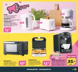 Gazetka promocyjna Netto - Woche 35 - Gazetka - ważna od 02.09 do 02.09.2023 - strona 21 - produkty: ACC, auer, auto, backofen, bosch, Cap, cappuccino, chia, cin, eis, espresso, garraum, kaffee, kaffeemaschine, kakao, Kapselmaschine, Kocher, latte, latte macchiato, lungo, mac, macchiato, Ofen, sandwich, Schal, sim, tassimo, thermostat, Ti, tisch, toast, toaster, wasser, wasserkocher, wassertank