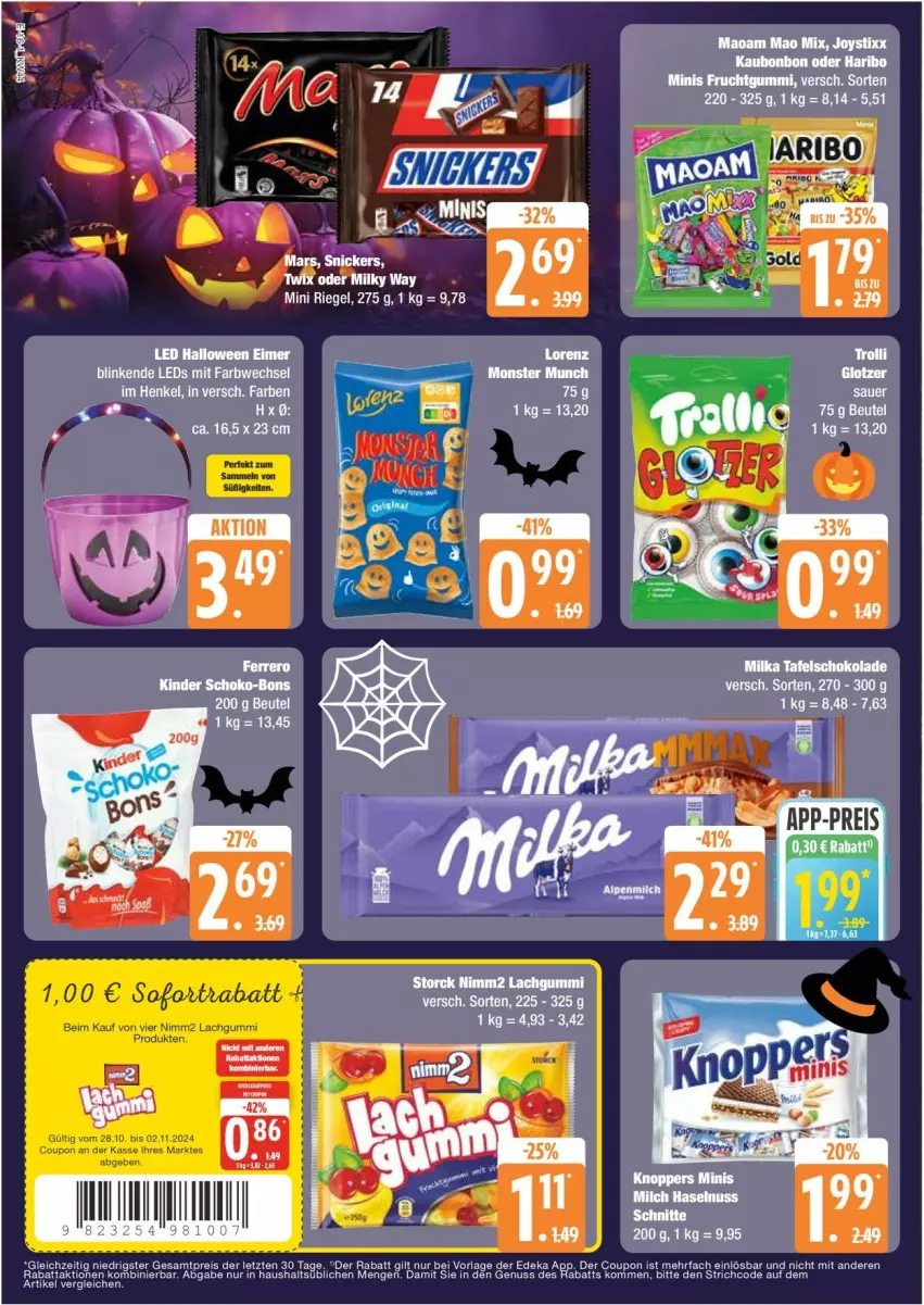 Aktueller Prospekt Edeka - Prospekte - von 28.10 bis 02.11.2024 - strona 16 - produkty: beutel, coupon, deka, eimer, eis, frucht, fruchtgummi, haribo, henkel, lachgummi, lorenz, maoam, nimm2, nuss, reis, snickers, sofortrabatt, storck, Ti, ZTE