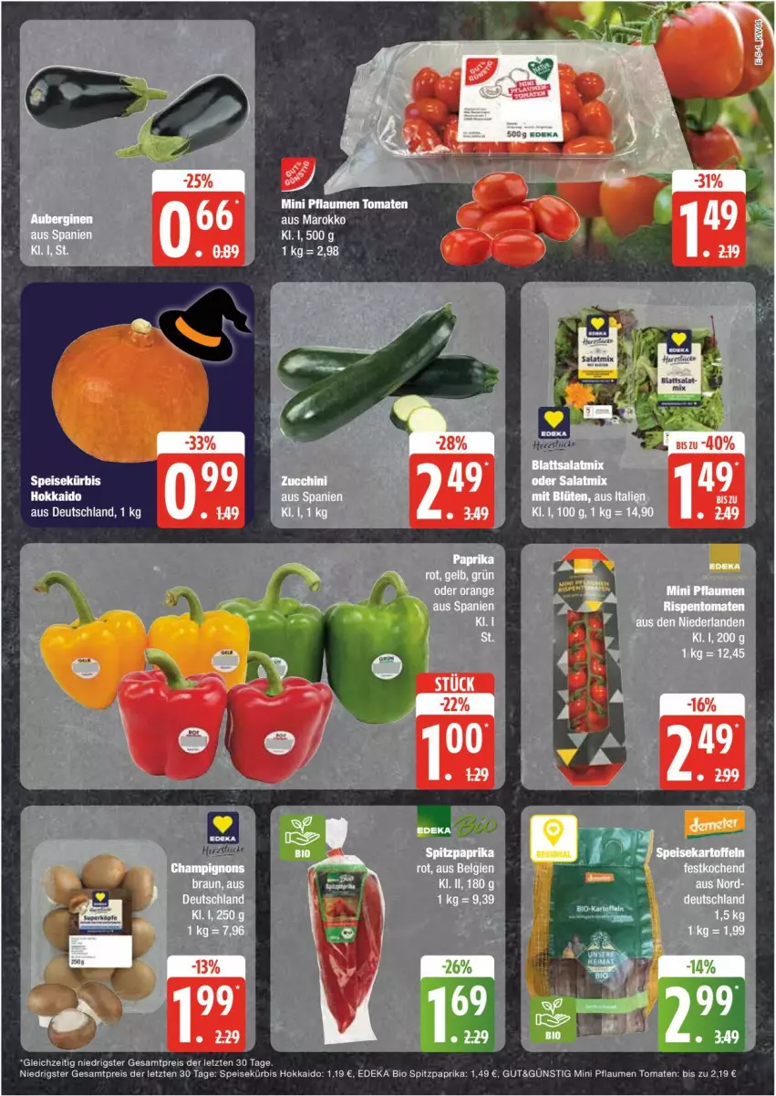 Aktueller Prospekt Edeka - Prospekte - von 28.10 bis 02.11.2024 - strona 5 - produkty: bio, deka, edeka bio, eis, Kürbis, paprika, pflaume, pflaumen, reis, Spitzpaprika, Ti, tomate, tomaten, ZTE