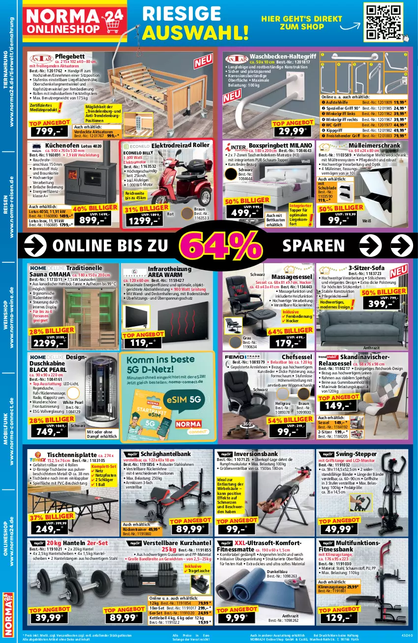 Aktueller Prospekt Norma - Norma - von 11.10 bis 27.10.2024 - strona 2 - produkty: angebot, armlehnen, ball, Bank, Bau, bett, bettkasten, boxspringbett, braun, Brei, chefsessel, decke, Dreirad, dusche, eckschrank, eimer, eis, Elektro, elle, erde, federkern, felgen, fernbedienung, gefu, Hanteln, henkel, hocker, Holz, kissen, kopfstütze, küche, Küchen, lack, latte, led-licht, leimer, leine, LG, Liege, matratze, medizinprodukt, mehrzweckschrank, Mode, monitor, ndk, Ofen, Radio, Rauch, reis, rel, relaxsessel, Ria, ring, Roller, rückenlehne, rum, rwe, schenkel, Schrank, sessel, sim, Sofa, Spezi, Tasche, taschen, taschenfederkern-matratze, Ti, tiernahrung, tisch, topper, tragetasche, waschbecken, weck, wein, weine, weinshop