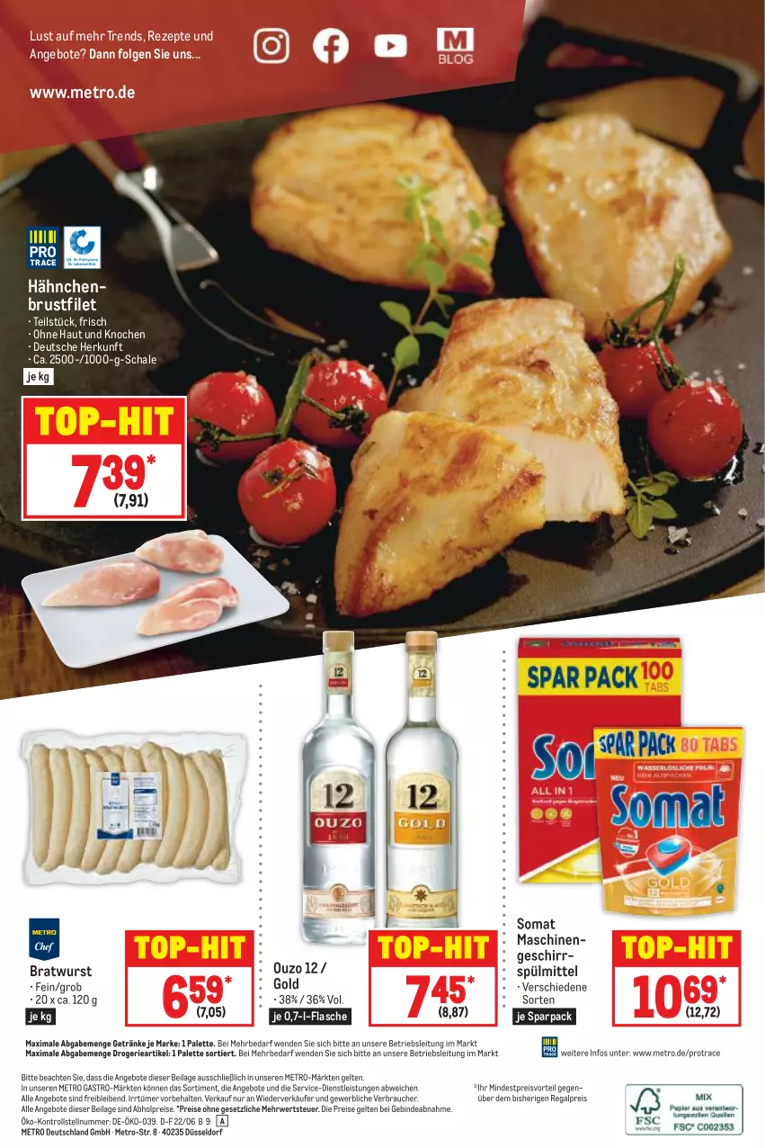 Aktueller Prospekt Metro - Food - von 09.06 bis 15.06.2022 - strona 16 - produkty: abholpreise, angebot, angebote, bratwurst, brustfilet, eis, filet, flasche, geschirr, geschirrspülmittel, getränk, getränke, hähnchenbrust, hähnchenbrustfilet, ilag, LG, Metro, metro gastro, ouzo, ouzo 12, Palette, preisvorteil, Rauch, regal, reis, rezept, rezepte, rwe, Schal, Schale, somat, spülmittel, Ti, top-hit, wurst