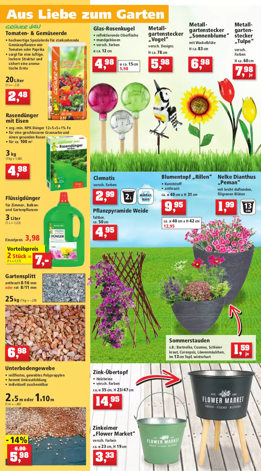 Aktueller Prospekt Thomas Philipps - Prospektwerbung - von 20.06 bis 25.06.2022 - strona 4 - produkty: akku, arla, beleuchtung, blume, blumen, Blüte, brause, cosmea, dünger, eier, eimer, eis, ente, erde, flüssigdünger, Garten, Gartenpflanze, Gemüseerde, Gießkanne, Holz, Kraut, Kugel, Lampe, leds, LG, Mantel, messer, oreo, paprika, pflanze, pflanzen, rasen, rasendünger, reis, Ria, rosen, Schal, Schale, solarlampe, sonnenblume, Spezi, stauden, Ti, Tiere, tisch, tomate, tomaten, topf, übertopf, vorteilspreis