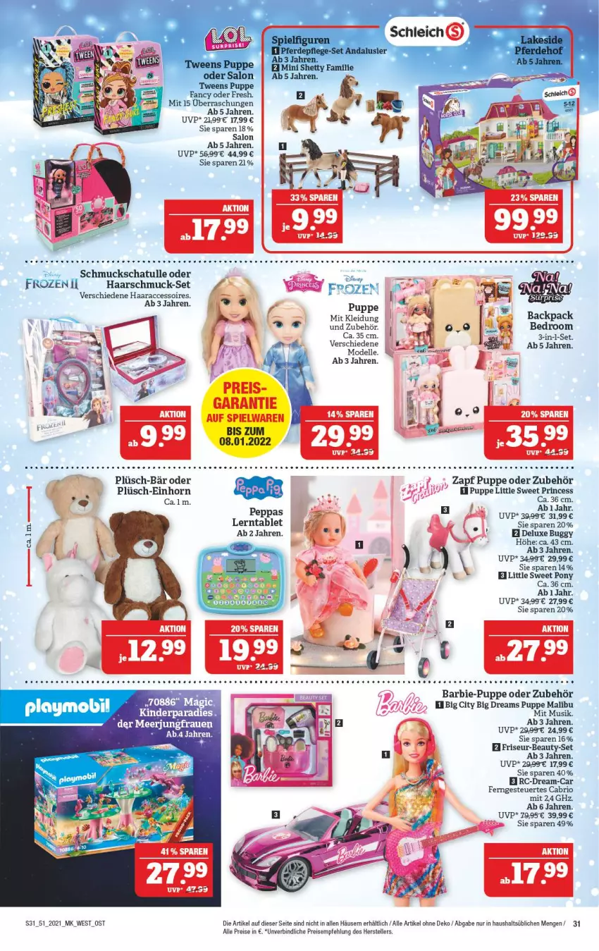 Aktueller Prospekt Marktkauf - Prospekt - von 19.12 bis 24.12.2021 - strona 31 - produkty: ACC, accessoires, Barbie, Buggy, dell, eis, elle, Haarschmuck, Jungfrau, kleid, Kleidung, Malibu, Mode, playmobil, Plüsch, Puppe, reis, Schmuck, Schmuckset, tablet, tee, teller, Ti