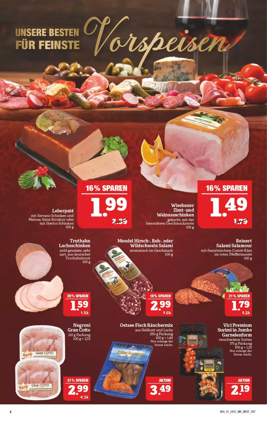 Aktueller Prospekt Marktkauf - Prospekt - von 19.12 bis 24.12.2021 - strona 44 - produkty: auer, Bau, Bauer, jumbo, Käse, lachs, lachsschinken, mac, melone, nuss, salami, salz, schinken, schwein, serrano, serrano schinken, Ti, tisch, truthahn, walnuss, wein, wiesbauer, Wild, Wildschwein