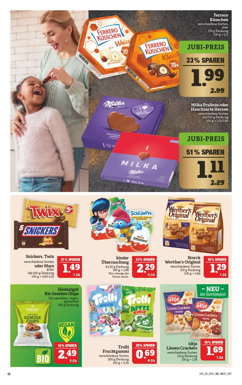 Aktueller Prospekt Marktkauf - Prospekt - von 12.12 bis 18.12.2021 - strona 16 - produkty: ferrero, frucht, fruchtgummi, gin, Kinder, mars, snickers, storck, Ti, trolli, trolli fruchtgummi, twix, werther's