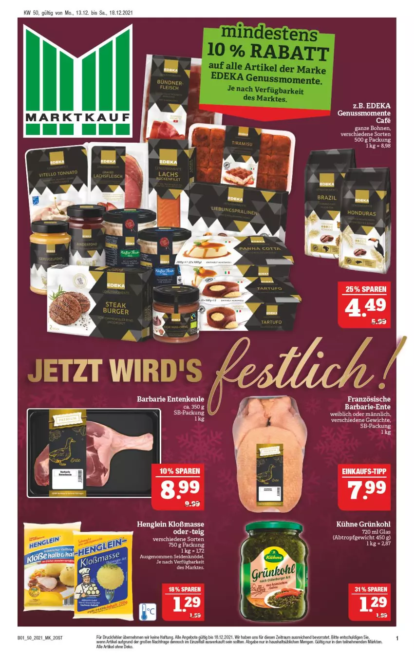 Aktueller Prospekt Marktkauf - Prospekt - von 12.12 bis 18.12.2021 - strona 41 - produkty: angebot, angebote, bohne, bohnen, ente, Entenkeule, henglein, Knödel, Ti