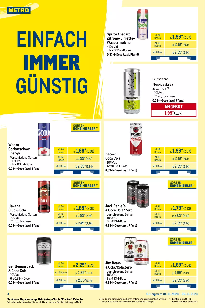 Aktueller Prospekt Metro - Wochen-Angebote Händler - von 03.11 bis 08.11.2025 - strona 12 - produkty: alkohol, angebot, aperitif, bacardi, bier, cola, ecco, eis, erdinger, flasche, frizzante, frucht, früchte, früchten, getränk, getränke, gewürz, Glühwein, Gorbatschow, Havana Club, jack daniel, jim beam, Kinder, krombache, krombacher, limette, lorenz, meeresfrüchte, melone, Metro, metro gastro, Mett, moskovskaya, orange, orangen, Palette, pfirsich, pils, premium pils, prosecco, reis, rotwein, Schal, Schale, sprite, Ti, tiefpreis, tyskie, wasser, wassermelone, wein, wodka, zitrone, zitronen