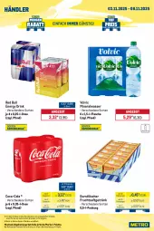 Gazetka promocyjna Metro - Wochen-Angebote Händler - Gazetka - ważna od 08.11 do 08.11.2025 - strona 3 - produkty: Alwa, angebot, coca-cola, cola, drink, durstlöscher, eis, energy drink, flasche, frucht, fruchtsaft, fruchtsaftgetränk, getränk, getränke, Metro, mineralwasser, Palette, red bull, reis, saft, Ti, volvic, wasser