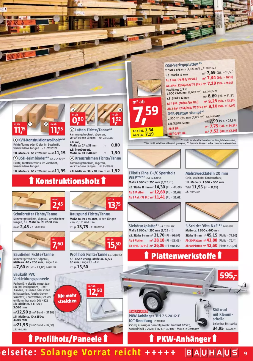 Aktueller Prospekt Bauhaus - Prospekte - von 30.07 bis 03.09.2022 - strona 10 - produkty: Anhänger, Bau, elle, Germ, Holz, kleid, Kleidung, lamm, latte, paneel, rum, säge, Schal, Ti, Verlegeplatten, vita, weck