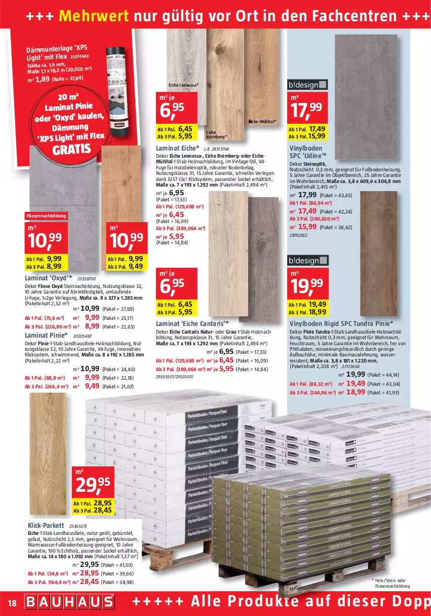 Aktueller Prospekt Bauhaus - Prospekte - von 30.07 bis 03.09.2022 - strona 19 - produkty: Bau, brie, bürste, Dämmunterlage, elle, Holz, laminat, landhausdiele, Laufen, Maus, natur, ring, rwe, Ti, vinylboden, wasser