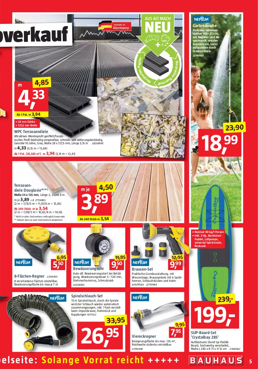 Aktueller Prospekt Bauhaus - Prospekte - von 30.07 bis 03.09.2022 - strona 6 - produkty: auer, auto, brause, Brei, dusche, elle, Garten, Gartendusche, Holz, LG, mac, papier, rucksack, rum, rwe, sac, schlauch, Ti, tisch, uhr, Viereckregner, wasser