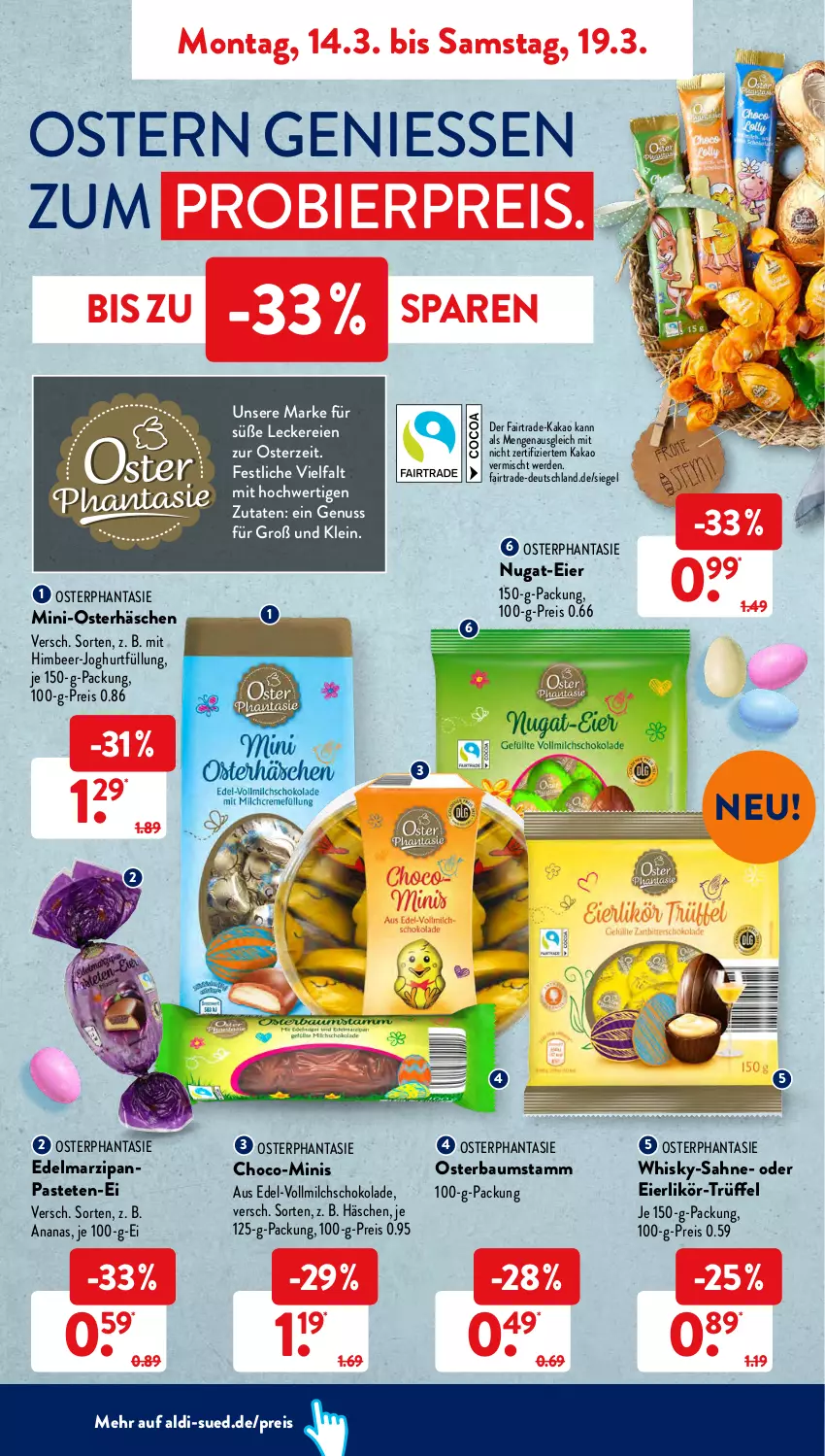 Aktueller Prospekt AldiSud - ALDI Aktuell - von 14.03 bis 19.03.2022 - strona 6 - produkty: aldi, ananas, Bau, bier, Edelmarzipan, eier, eierlikör, eis, erde, himbeer, joghur, joghurt, kakao, likör, marzipan, milch, nuss, pastete, reis, sahne, schoko, schokolade, Ti, Trüffel, vollmilch, whisky