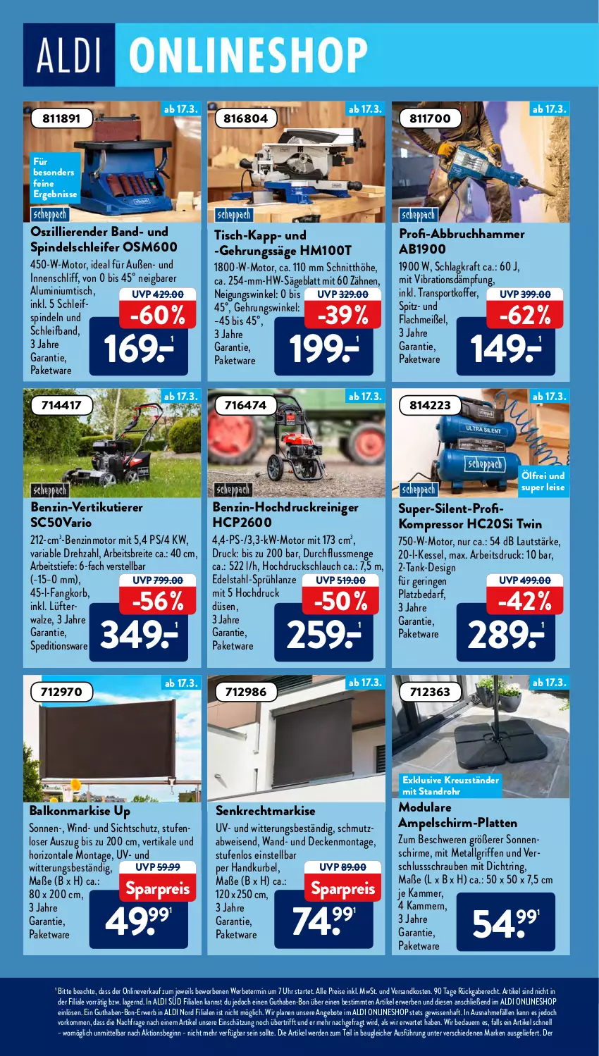 Aktueller Prospekt AldiSud - ALDI Aktuell - von 14.03 bis 19.03.2022 - strona 12 - produkty: Abbruchhammer, aldi, ampelschirm, angebot, angebote, auer, Bau, Brei, decke, edelstahl, eis, erde, Gehrungssäge, gin, gsw, hochdruckreiniger, koffer, kompressor, korb, kraft, latte, LG, ndk, reiniger, reis, Ria, ring, rwe, säge, schirme, schlauch, schrauben, sonnenschirm, Sport, Ti, Tiere, tisch, uhr