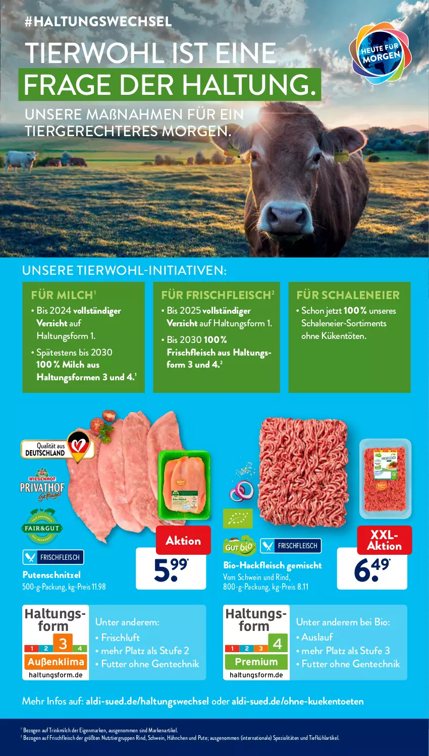 Aktueller Prospekt AldiSud - ALDI Aktuell - von 14.03 bis 19.03.2022 - strona 29 - produkty: aldi, bio, Bio-Hackfleisch, eier, eis, ente, fleisch, gsw, hackfleisch, hackfleisch gemischt, milch, pute, putenschnitzel, reis, rind, Schal, Schale, schnitzel, schwein, schwein und rind, Spezi, Ti, vom schwein und rind, wein