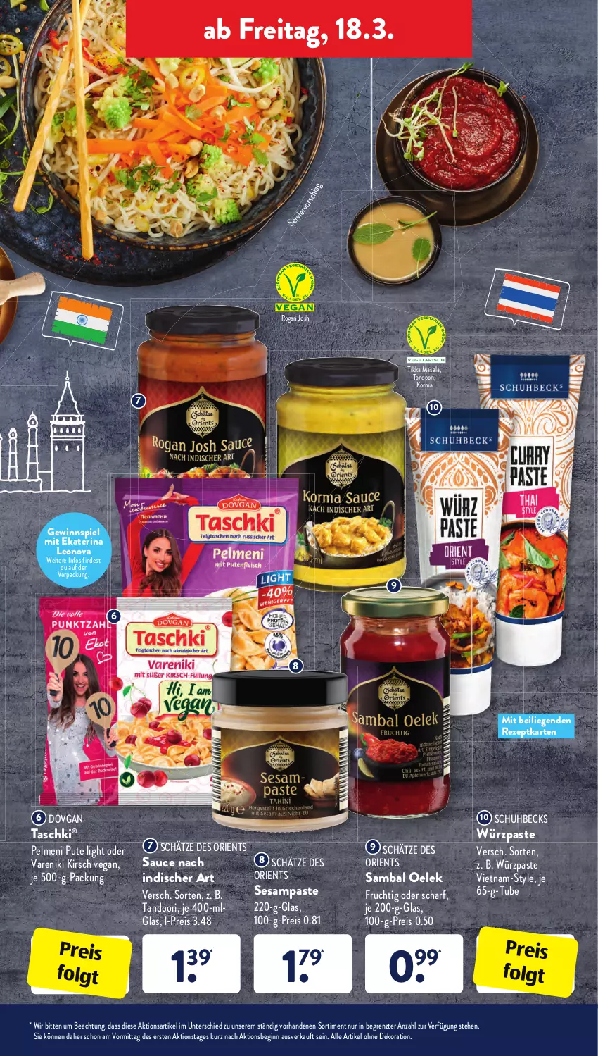 Aktueller Prospekt AldiSud - ALDI Aktuell - von 14.03 bis 19.03.2022 - strona 31 - produkty: alle artikel ohne dekoration, becks, dekoration, dovgan, eis, frucht, gewinnspiel, gin, kirsch, LG, Liege, pelmeni, pute, reis, rezept, Sambal Oelek, sauce, sesam, taschki, Ti, ZTE