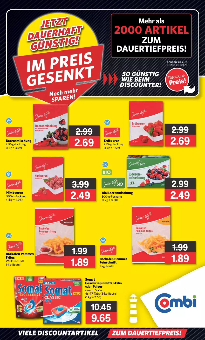 Aktueller Prospekt Combi - Prospekte - von 06.11 bis 11.11.2023 - strona 2 - produkty: angebot, angebote, auer, backofen, beere, beeren, beutel, bio, dauertiefpreis, discount, eis, elle, erdbeere, erdbeeren, geschirr, geschirrspülmittel, himbeer, himbeere, himbeeren, Ofen, pommes, Pommes Frites, reis, somat, spülmittel, Ti, tiefpreis