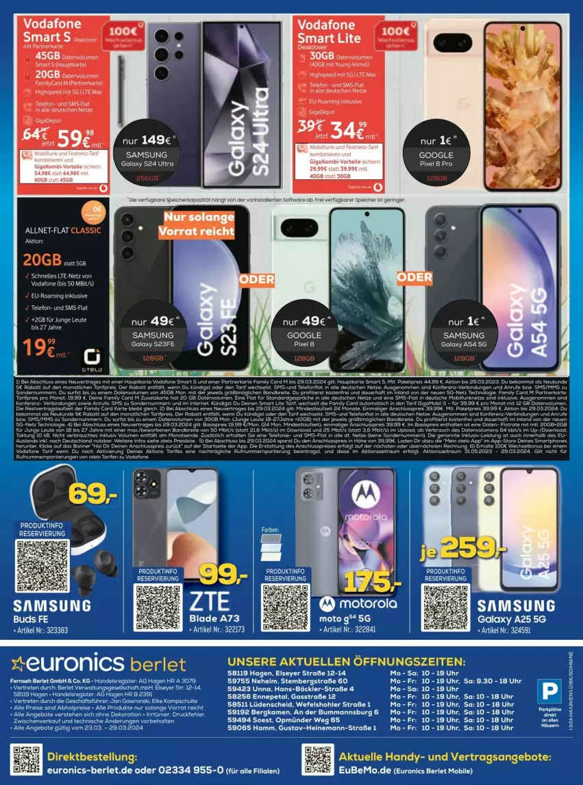 Aktueller Prospekt Euronics - Prospekte - von 26.03 bis 30.03.2024 - strona 12 - produkty: angebot, angebote, elle, ente, Handy, Heu, Samsung, Schleich, spee, tee, Ti, uhr, vodafone, ZTE