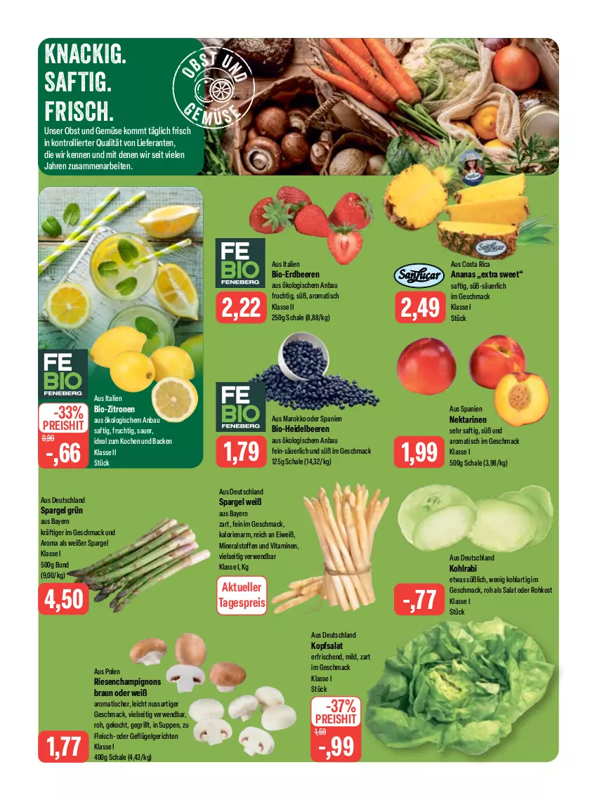 Aktueller Prospekt Feneberg - Prospekte - von 11.05 bis 13.05.2023 - strona 6 - produkty: ananas, auer, Bau, beere, beeren, bio, bio-zitronen, braun, champignon, champignons, champignons braun, eis, elle, erdbeere, erdbeeren, fleisch, frucht, Geflügel, grill, heidelbeere, heidelbeeren, kohlrabi, kopfsalat, LG, mac, Nektar, nektarinen, nuss, obst, Obst und Gemüse, reis, rwe, saft, salat, Schal, Schale, spargel, spargel grün, suppe, suppen, Ti, tisch, trolli, und gemüse, vita, Vitamine, zitrone, zitronen