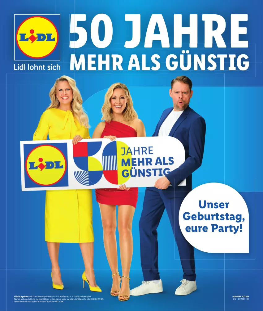 Aktueller Prospekt Lidl - 50 Jahre Lidl - von 19.05 bis 27.05.2023 - strona 1 - produkty: angebot, angebote, Bad, bio, eis, Ti