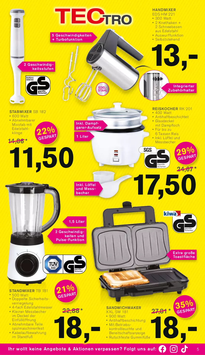 Aktueller Prospekt Kodi - Prospekte - von 12.02 bis 17.02.2024 - strona 5 - produkty: angebot, angebote, Becher, decke, Deckel, edelstahl, edelstahlmesser, eis, Glasdeckel, handmixer, Kocher, leine, Leuchte, LG, Löffel, Messbecher, messer, Mixer, reis, riegel, sandwich, Schneebesen, spülmaschinen, stabmixer, standmixer, tasse, Ti, toast