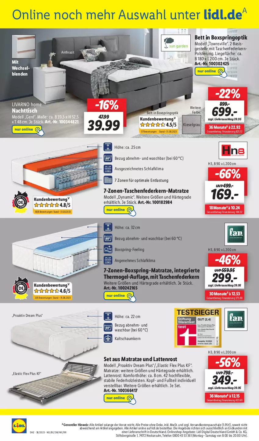 Aktueller Prospekt Lidl - Aktionsprospekt - von 18.09 bis 23.09.2023 - strona 32 - produkty: angebot, angebote, asti, bett, dell, eis, elle, federkern, Holz, latte, lattenrost, LG, Liege, matratze, Mode, ndk, reis, rel, ring, Schal, Schale, Tasche, taschen, taschenfederkern-matratze, telefon, Ti, tisch, uhr