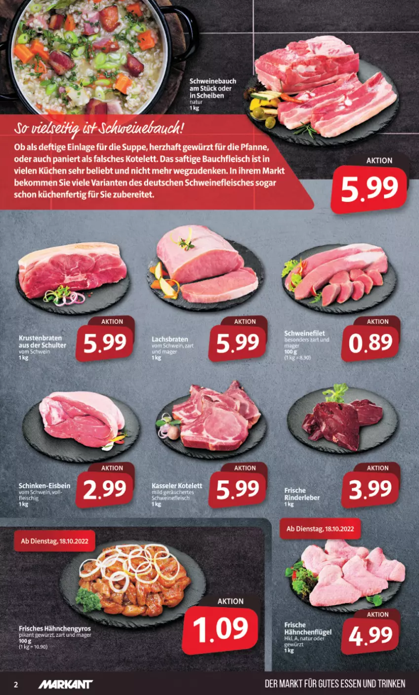 Aktueller Prospekt Markant - Prospekte - von 17.10 bis 22.10.2022 - strona 2 - produkty: Bau, beko, eis, fleisch, gewürz, gutes essen, kotelett, küche, Küchen, LG, pfanne, Ria, saft, schwein, schweine, schweinefleisch, suppe, Ti, wein, weine