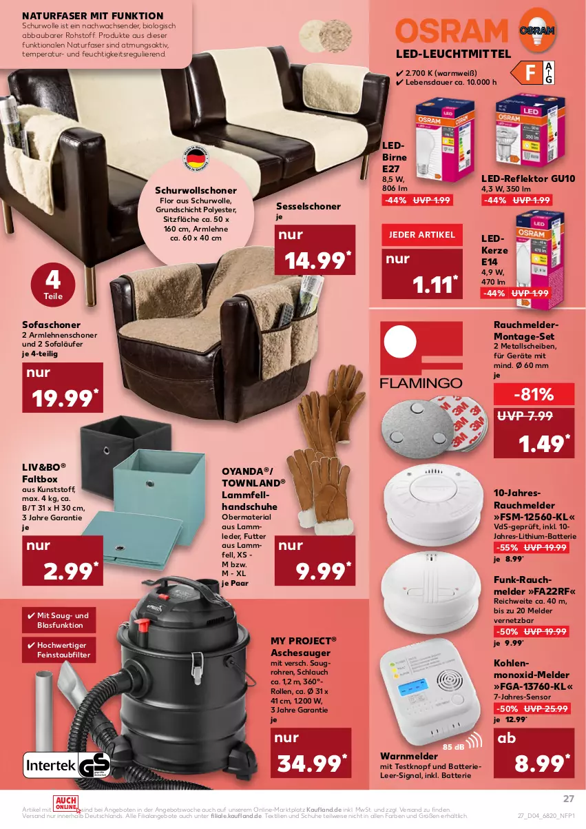 Aktueller Prospekt Kaufland - von 27.01 bis 02.02.2022 - strona 27 - produkty: Abba, angebot, angebote, armlehnen, Aschesauger, auer, batterie, Bau, bio, eis, handschuhe, kerze, lamm, Lammfell, Läufer, leuchtmittel, natur, Rauch, Ria, schlauch, schuhe, sessel, Signal, Sofa, Ti, wolle