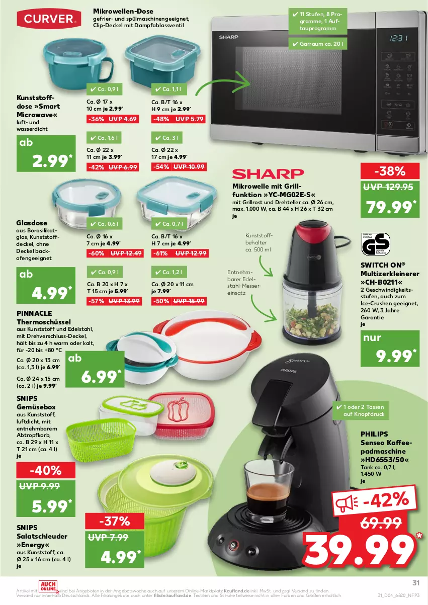 Aktueller Prospekt Kaufland - von 27.01 bis 02.02.2022 - strona 31 - produkty: angebot, angebote, backofen, Behälter, decke, Deckel, edelstahl, eis, elle, garraum, grill, grillrost, kaffee, korb, leine, messer, mikrowelle, Ofen, Philips, salat, schuhe, schüssel, senseo, spülmaschinen, tasse, teller, Ti, wasser, Zerkleinerer