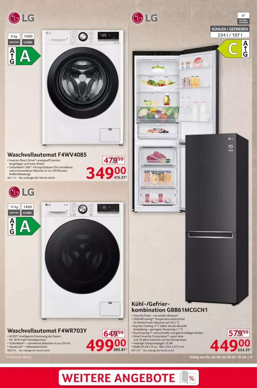 Aktueller Prospekt Selgros - Non Food - von 26.09 bis 02.10.2024 - strona 9 - produkty: aqua, auto, eis, elle, ente, HP, Intel, kompressor, kühlschrank, LG, ring, Schrank, Ti, waschvollautomat, wasser