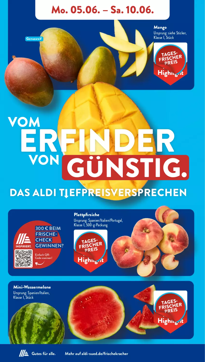 Aktueller Prospekt AldiSud - NÄCHSTE WOCHE - von 05.06 bis 10.06.2023 - strona 3 - produkty: aldi, eis, kracher, mango, melone, nuss, pfirsich, pfirsiche, plattpfirsiche, reis, Ti, wasser, wassermelone