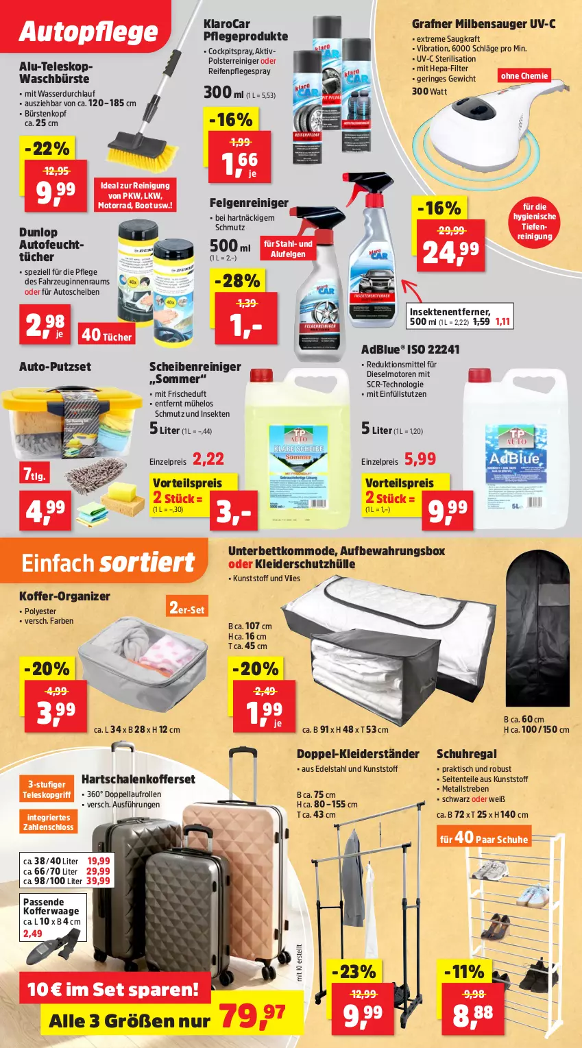 Aktueller Prospekt Thomas Philipps - von 04.05 bis 09.05.2026 - strona 15 - produkty: adblue, aufbewahrungsbox, auto, bett, bürste, bürsten, Diesel, dunlop, edelstahl, eis, ente, felgen, Felgenreiniger, feuchttücher, gin, Hartschalenkoffer, kleid, kleider, Kleiderständer, koffer, Kofferwaage, kommode, kraft, LG, Mode, paar schuhe, Pflegespray, regal, reifen, Reifenpflege, reiniger, Reinigung, reis, ring, Schal, Schale, Scheibenreiniger, schuhe, schuhregal, schutzhülle, sekt, Spezi, Teleskop, Ti, tisch, topf, tücher, uhr, vorteilspreis, Waage, wasser