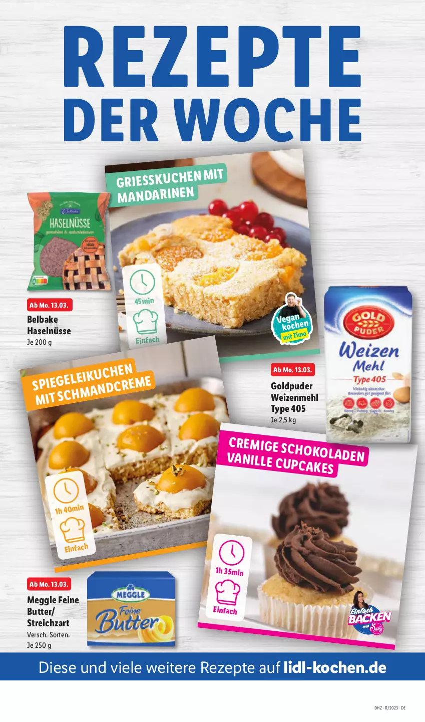 Aktueller Prospekt Lidl - Aktionsprospekt - von 13.03 bis 18.03.2023 - strona 20 - produkty: butter, kuchen, mandarine, mandarinen, meggle, mehl, rezept, rezepte, Streichzart, type 405, vanille, weizenmehl