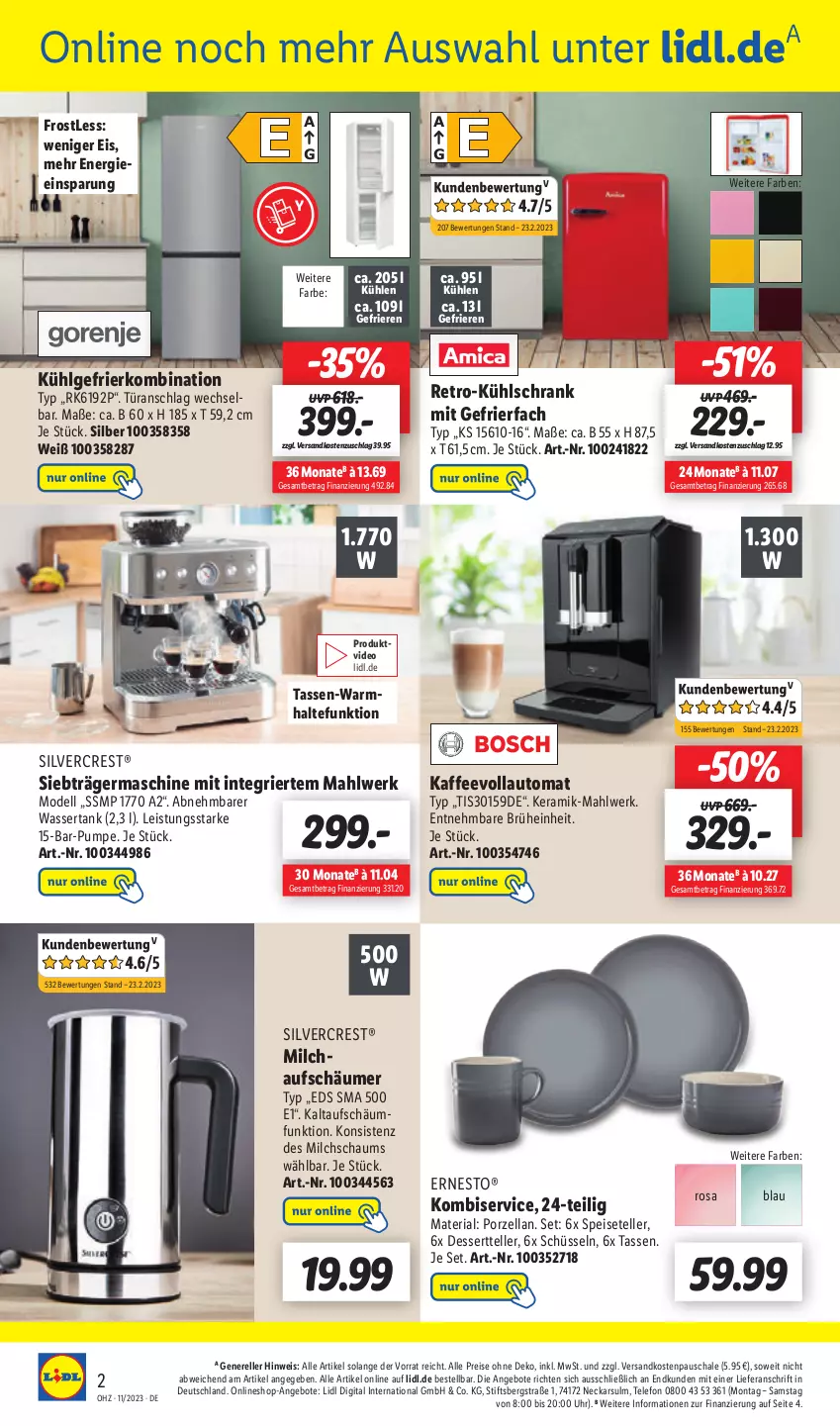 Aktueller Prospekt Lidl - Aktionsprospekt - von 13.03 bis 18.03.2023 - strona 50 - produkty: angebot, angebote, auto, Brühe, dell, deo, dessert, Dessertteller, eis, elle, ernesto, gefrierfach, gefrierkombination, Germ, kaffee, kaffeevollautomat, Kombiservice, kühlschrank, kühlschrank mit, LG, milch, milchaufschäumer, Mode, ndk, reis, rel, Ria, Schal, Schale, Schrank, schüssel, silvercrest, Speiseteller, tasse, telefon, teller, Ti, türanschlag wechselbar, uhr, wasser, wassertank