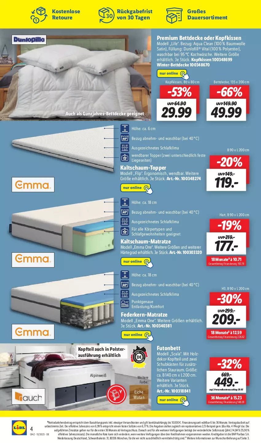 Aktueller Prospekt Lidl - Aktionsprospekt - von 13.03 bis 18.03.2023 - strona 54 - produkty: aqua, auer, Bau, baumwolle, bett, decke, dell, eis, elle, erde, federkern, Futonbett, Holz, kaltschaum-matratze, kissen, kopfkissen, Liege, matratze, Mode, ndk, reis, Ria, Ti, topper, vita, wolle