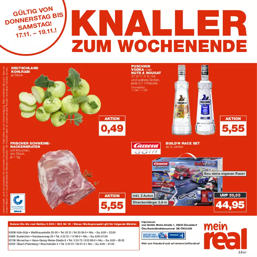 Aktueller Prospekt Real - von 14.11 bis 19.11.2022 - strona 32 - produkty: acer, auto, Bau, bosch, braten, eis, elle, flasche, kohlrabi, LG, Metro, Narzissen, payback, puschkin vodka, reis, schwein, schweine, schweinenacken, Ti, vodka, wein, weine