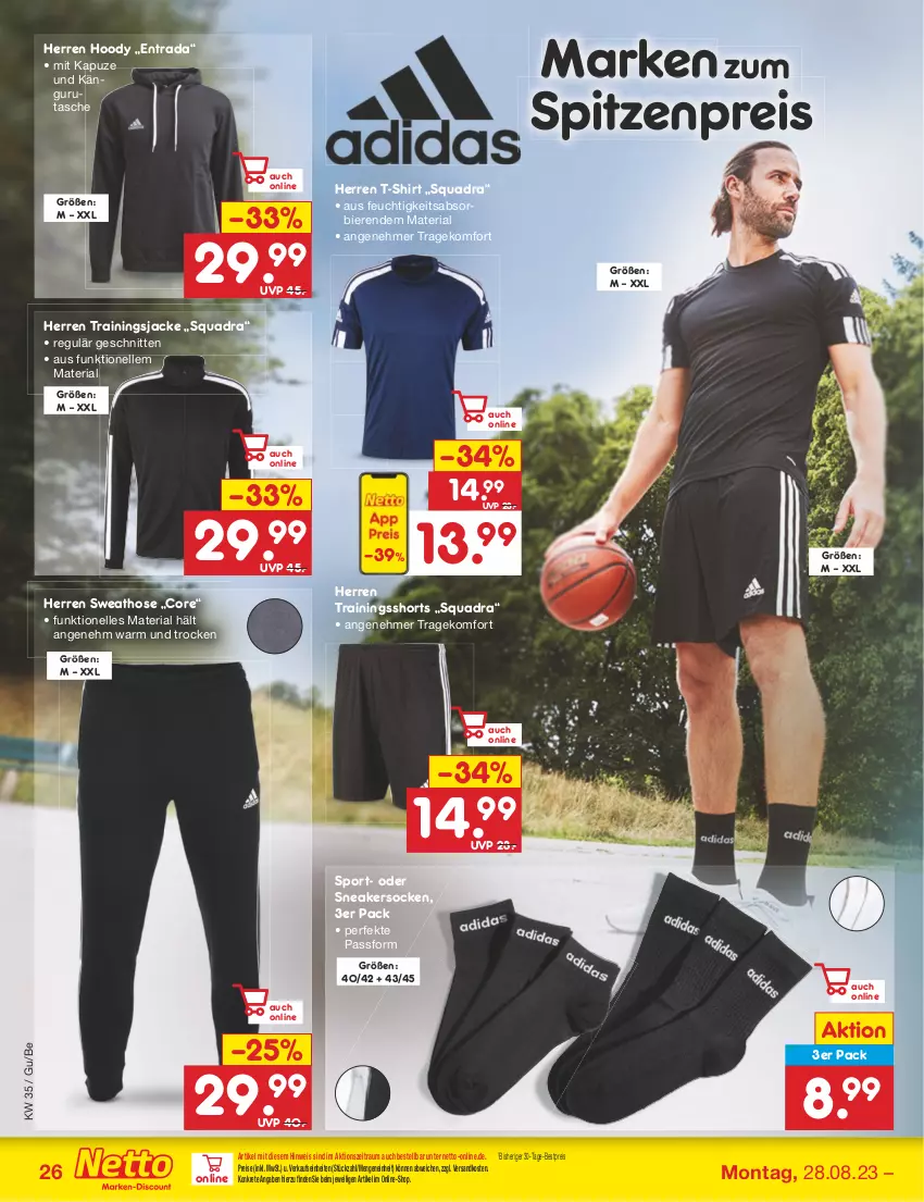 Aktueller Prospekt Netto Marken-Discount - Filial-Angebote - von 28.08 bis 02.09.2023 - strona 28 - produkty: bestpreis, bier, Biere, eis, elle, hose, Jacke, ndk, quad, reis, Ria, schnitten, shirt, shorts, sneaker, sneakersocken, socken, Sport, Sweathose, T-Shirt, Tasche, Ti