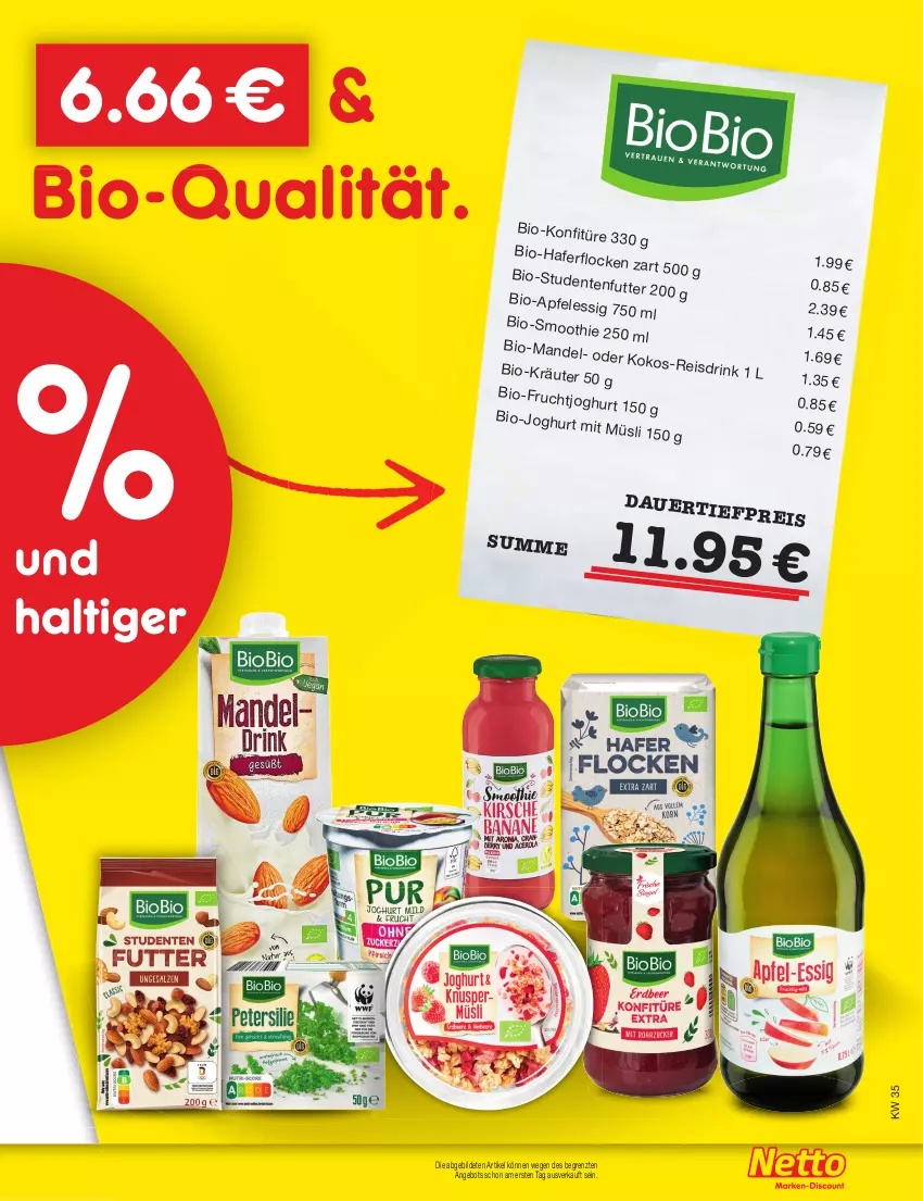 Aktueller Prospekt Netto Marken-Discount - Filial-Angebote - von 28.08 bis 02.09.2023 - strona 49 - produkty: angebot, apfel, bio, drink, eis, hafer, joghur, joghurt, reis, Ti, ZTE