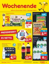 Gazetka promocyjna Netto Marken-Discount - Filial-Angebote - Gazetka - ważna od 02.09 do 02.09.2023 - strona 35 - produkty: Alwa, angebot, bestpreis, coca-cola, cola, eier, eis, elle, flasche, frucht, fruchtgummi, glasflasche, haribo, milch, mineralwasser, Müller, natur, natürliches mineralwasser, reis, reiss, rel, Ti, volvic, wasser, ZTE