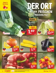 Gazetka promocyjna Netto Marken-Discount - Filial-Angebote - Gazetka - ważna od 02.09 do 02.09.2023 - strona 6 - produkty: asti, aubergine, bestpreis, cherrytomaten, eis, gin, Kürbis, mais, ndk, obst, paprika, paprika rot, reis, Schal, Schale, spitzkohl, Ti, tomate, tomaten, zucchini, zucker, zuckermais