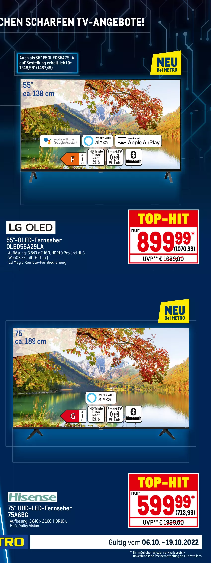 Aktueller Prospekt Metro - Technik Spezial - von 06.10 bis 19.10.2022 - strona 15 - produkty: angebot, angebote, decke, eis, elle, ente, fernbedienung, fernseher, LG, qled, reis, teller, Ti, top-hit, uhd