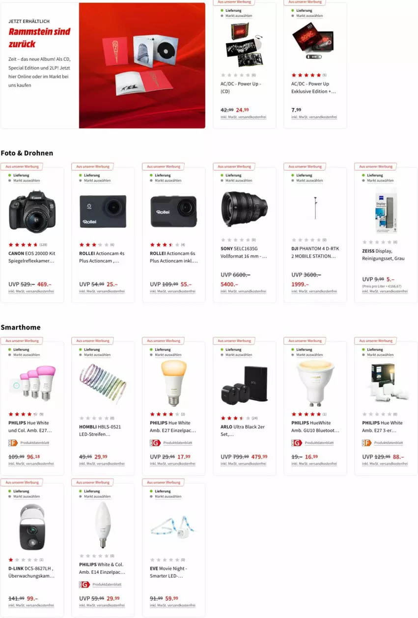 Aktueller Prospekt Media Markt - Prospekte - von 19.05 bis 26.05.2022 - strona 10 - produkty: actioncam, arlo, canon, DJI, Drohne, Drohnen, eis, lack, ndk, Philips, reifen, Reinigung, reis, rollei, sony, spiegel, Ti, versandkostenfrei