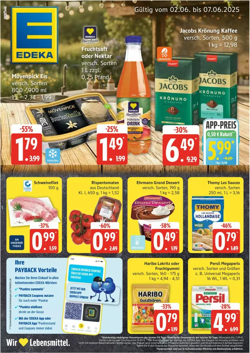 Aktueller Prospekt Edeka - Prospekte - von 02.06 bis 07.06.2025 - strona 1 - produkty: dessert, eis, jacobs, jacobs krönung, kaffee, lebensmittel, mövenpick, mövenpick eis, Nektar, Ti, ZTE