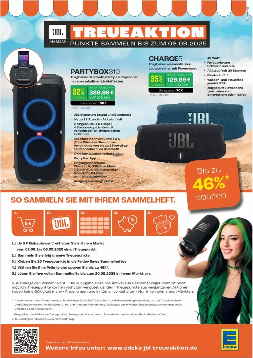 Aktueller Prospekt Edeka - Prospekte - von 02.06 bis 07.06.2025 - strona 23 - produkty: akku, Bank, Bau, beutel, cin, deka, eis, erde, guthabenkarte, Hefte, jbl, lautsprecher, mac, milch, müllbeutel, natur, powerbank, rel, Ria, ring, smartphone, tablet, telefon, Ti, usb, wasser